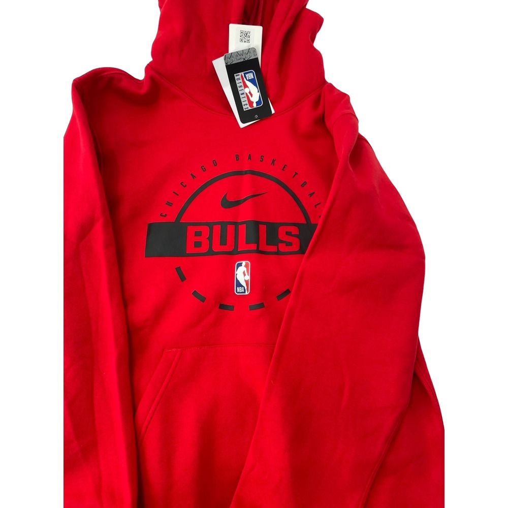 Nike Mens Hoodie Chicago Bulls Basketball Red Cotton Polyester Large
